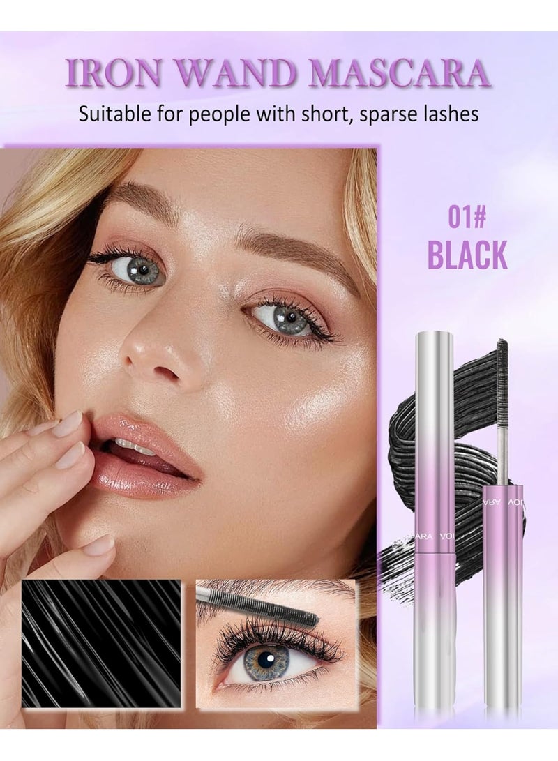 Lestpola Washable Metal Rod Mascara, 2Pcs Black Waterproof Tubing Mascara Volume and Length, 3D Curling Iron Wand, Long Lasting Smudge-Proof Non Clumping Lengthening Fiber Lashes Máscara Makeup for Women-01 - Image 2